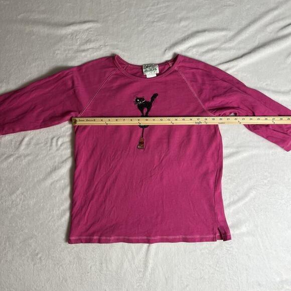 The Quacker Factory Women’s Beaded Halloween Shirt Size L Pink Witchy Black Cat - Picture 6 of 8